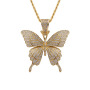 NZ1125 Chic Bling Blingbling Iced Out CZ Zircon Micro Pave Butterfly Charm Pendant Chain Necklace for Women