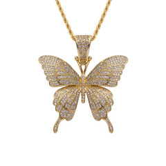 NZ1125 Chic Bling Blingbling Iced Out CZ Zircon Micro Pave Butterfly Charm Pendant Chain Necklace for Women NZ1125 Chic Bling Blingbling Iced Out CZ Zircon Micro Pave Butterfly Charm Pendant Chain Necklace for Women