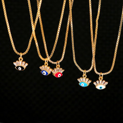NZ1155 Chic Dainty Tiny Enamel Gold Plated Zircon Diamond CZ Micro Paved Evil Eyes Charm Chain Protection necklace NZ1155 Chic Dainty Tiny Enamel Gold Plated Zircon Diamond CZ Micro Paved Evil Eyes Charm Chain Protection necklace