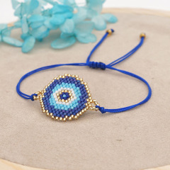 BG1009 Dainty Handmade Miyuki Seed Beaded Evil Evileye Eye Woven Charm Loom Friendship Bracelet for Women Girls