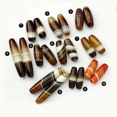 SL0756 Natural brown striped agate drum beads,brown banded agate barrel rice beads