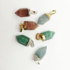 JF7249 New dainty gold silver plated natural quartz stone bullet spike pendants JF7249 New dainty gold silver plated natural quartz stone bullet spike pendants