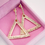 EM1085 Fashion Gold Plated Brass Crystal Pave Triangle Shape Drop Dangle Earrings for Women Girls