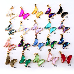 CZ8508 new simple gold plated brass rainbow clear colored CZ Zircon glass crystal butterfly pendant for Jewelry Necklace Making