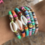 BP1006 Trial Beach Jewelry Bohemian African Vinyl Discs Polymer Clay Disc Heishi Beads Cowrie Shell Macrame Bracelets