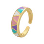 RA1042 18k gold plated Brass Metal Enamel Rainbow Colored diamond triangle open Rings