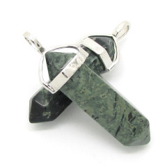 JF2251 Wholesale Gemstone Rock Crystal healing point chakra pendant,healing two hexagonal point pendant