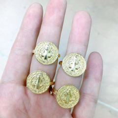 RM1259 Hot Selling 18K gold plated brass CZ diamond micro pave moon lightning hug Jesus metal stackable Rings for Ladies