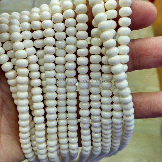 OB097 Smooth White Cream Ivory OX Bone Rondelle beads