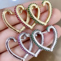 EC1634 2020 Womans Fashion Gold Plated Diamond CZ Micro Pave Heart Charm Huggie Earrings