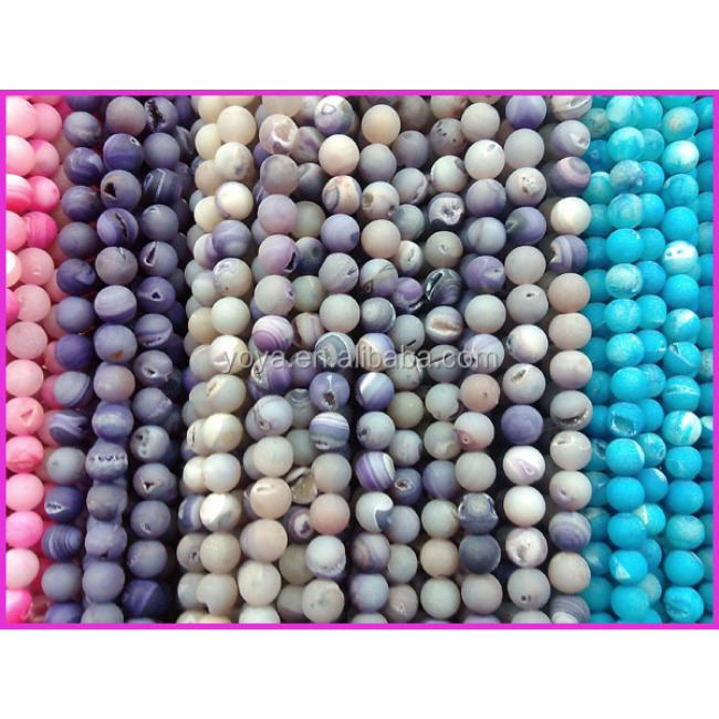 AB0223 Hot sale Geode druzy Agate stone beads,frosted matte ice agate beads, gemstone beads