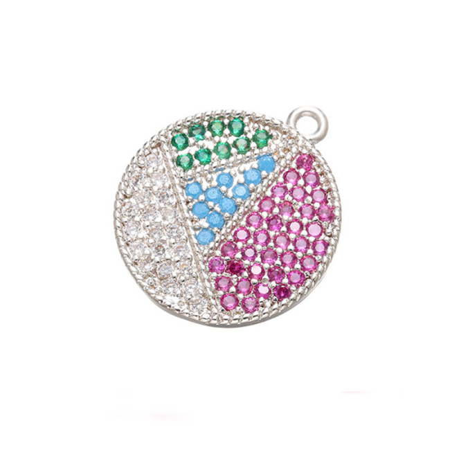 CZ8007 High Quality Rose Gold CZ Micro Pave Geometric Pendant, Octagon,Hexagon Roundel Disc Micro Pave Charm for Jewelry Making