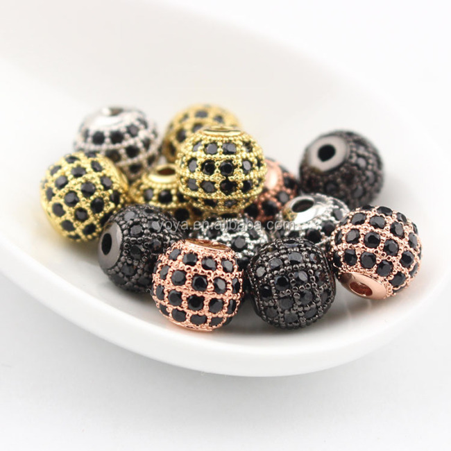 CZ6678 18k gold plated brass beads cz zircon diamond micro pave skin friendly brass spacer beads for jewelry making