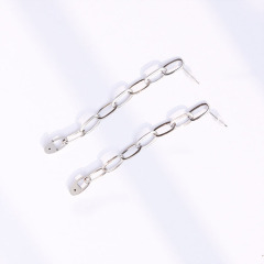 ES1105 Waterproof Gold Plated Stainless Steel Paper clip Chain Huggies Earrings for Women