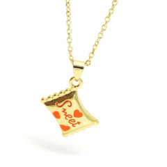 NM1186 NEW 18K gold plated brass enamel candy sweet heart charms pendant necklace