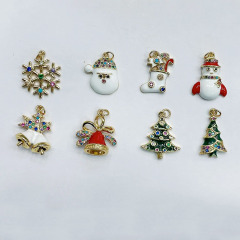CZ7904 Fashion Xmas Decorative Accessories Enamel CZ Micro pave Christmas Bracelet Charms for Holiday Jewelry Making