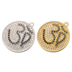 CZ8509 18k gold plated cz micro pave Ohm Om pendant ;Cubic zirconia Ohm Disc Pendants meditation Jewelry Supplies CZ8509 18k gold plated cz micro pave Ohm Om pendant ;Cubic zirconia Ohm Disc Pendants meditation Jewelry Supplies