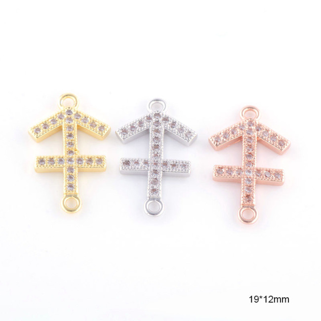 CZ8103 Mini CZ Micro Pave horoscope charm,tiny zodiac astrology charm connector for bracelet making birthday gift