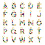 CZ7743 Mini CZ Initial Charms,Rainbow CZ Pave Gold Uppercase Initial Charms, 26 Letter Alphabet Pendant Charms