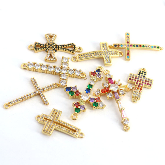CZ8146  CZ Zircon Micro Pave Cross Charm Pendant  Diamond Necklace For Jewelry