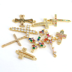 CZ8146 CZ Zircon Micro Pave Cross Charm Pendant Diamond Necklace For Jewelry