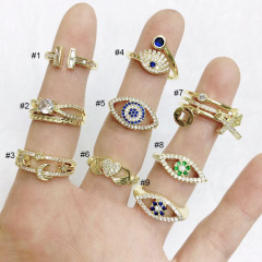 RM1383 Dainty 18k Gold cubic zirconia evil eyes ring, greek jewelry, anillo ojo turco mal de ojo stacking rings for Ladies Women