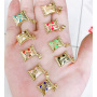 JS1576 Dainty Gold Plated brass metal rainbow enamel candy sweet heart charms Pendant