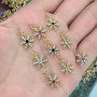 CZ8216 Mini Jewelry Supplies Gold Filled CZ Micro Pave Snowflake Charms,Tiny Small CZ Diamond Snowflake Charms Pendants