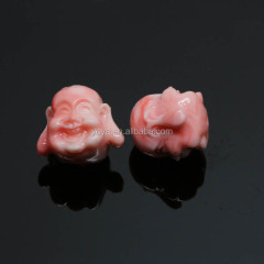 SL0345 Wholesale synthetic coral gemstone carved pink buddha beads