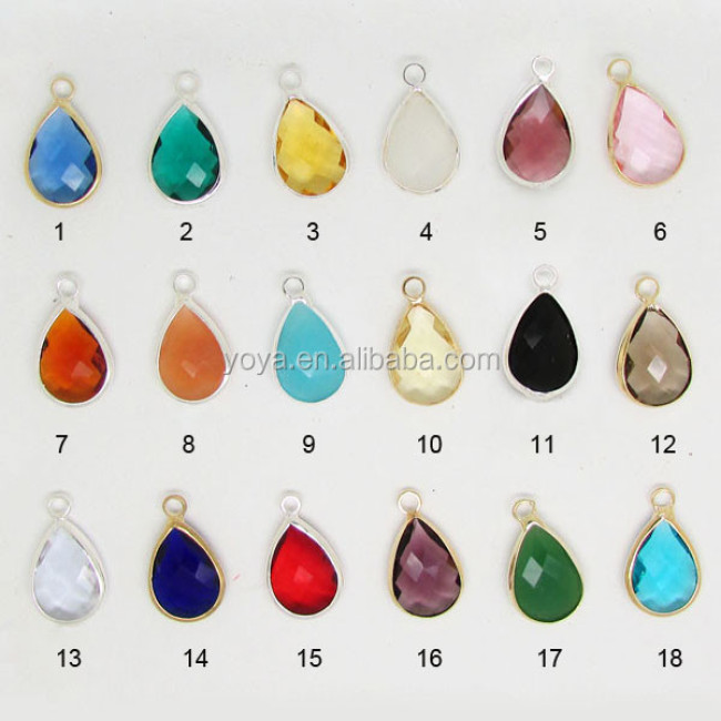 JF6572 Wholesale crystal gemstone bezel teardrop pendant charms