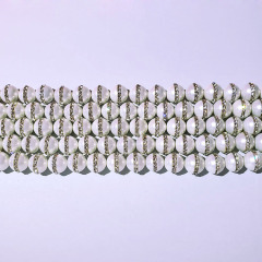 SP4229 Wholesale Strand String Beads Crystal Diamond Paved White Shell Pearl Loose Beads