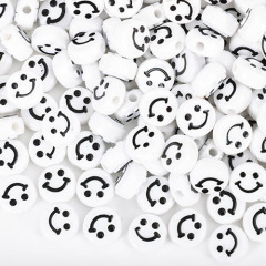 GP0948 Popular White  Flat plastic acrylic 10mm 500g Rainbow Enamel Smile Face Smiley round disc beads for jewelry DIY