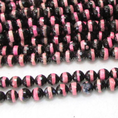 AB0443 Bluk fuchsia stripe tibetan agate beads