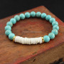 BRP1546  Custom made natural Jasper Agate Amazonite Howlite Stone Beaded Bracelet with Gold Hammered Disc Charm