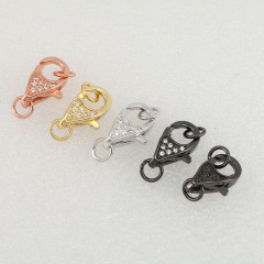 CZ8054 Dainty Jewelry Connectors Diamond CZ Micro Pave  Lobster Claw Clasps for Jewelry necklace making