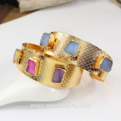 BRH1524 Fashion Gold Electroplated Agate Druzy Cuff Bangle Bracelet BRH1524 Fashion Gold Electroplated Agate Druzy Cuff Bangle Bracelet