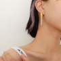 ES1090 Charm Thick 18K Gold Filled Stainless Steel Ladies Earring Chunky Fashion Diamond Women Stud Earring