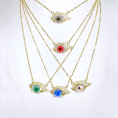 NZ1231 zircon mirco pave glass crystal charms evil eyes Pendant Necklaces jewelry