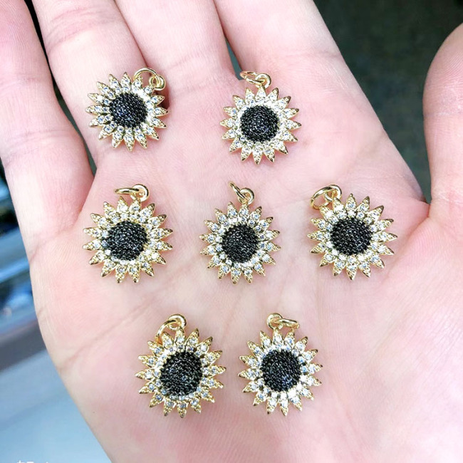 CZ8310 Dainty Mini Gold CZ Micro Pave Rainbow Evil Eyes Sun Flower Daisy Charm Pendants