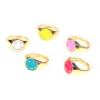 RA1009 Hot Selling Enamel 18k Gold Plated Smiley Happy Face Signet Adjustable Rings for Ladies