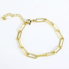 BM1014 Popular 18k gold Plated Chunky Curb Chain Paper Clip Horseshoe Link Chain Bracelets for Women Girls