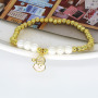 BC1369 Tiny gold beads and Pearl Beaded Bracelet with CZ Pave Enamel Christmas Gift Tree Santa Claus Charm