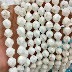 TB0453 Natural Howlite stone beads,gemstone nugget faceted white turquoise beads