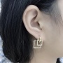 EC1428 Popular Dainty CZ Micro Pave Double Geometric Triangle Circle Square Star Dangle Charm Huggie Earrings
