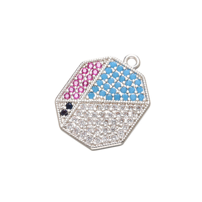 CZ8007 High Quality Rose Gold CZ Micro Pave Geometric Pendant, Octagon,Hexagon Roundel Disc Micro Pave Charm for Jewelry Making