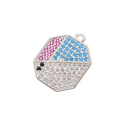 CZ8007 High Quality Rose Gold CZ Micro Pave Geometric Pendant, Octagon,Hexagon Roundel Disc Micro Pave Charm for Jewelry Making