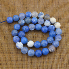 AB0091 Blue faceted crackle fire agate beads,blue gemstone beads