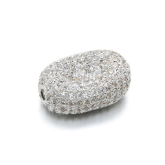 CZ7393  Wholesale cz micro pave flat oval beads,diamond pave oval spacer beads