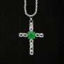 NN1136 Stainless Steel Chain Round Disc Natural Jade Cross Necklace Chinese Style Lucky Jewelry Jade Necklace