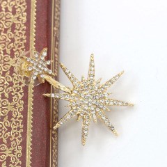 Rhinestone Stars Ear Jackets Earrings for Women and Girls,Studs Chic Fashion Crystal Star Front Back Stud Earring Set